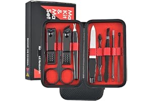 NA MENG Manicure Set, Pedicure Kit, Nail Clippers, Professional Nail Grooming Kit for Men and Women,9 in 1 Stainless Steel Nail Tools with Leather Case