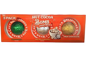 SYNC'T Hot Cocoa Bomb - 3 Pack - Assorted Flavours - Milk Chocolate, Salted Caramel And Peppermint Flavours with Marshmallows - Delicious Winter Warmer
