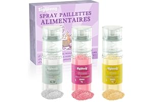 SIGWONG Ensemble Paillette Alimentaire Comestibles, 3 Couleur poudre Alimentaire pour Boisson, DéCoration de GâTeaux , Chocolat, Cupcakes, 4g chacun