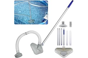 AIDODIA Aspirador Piscina, Limpiafondos Piscina, Aspirador De Piscina para Piscina Elevada, con Manguera, Cabezal De AspiracióN Y Mango TelescóPico De 144 Cm, Piscinas Enterradas E Hinchables (A)