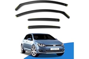 EdgeVisors Wind Deflectors | Fits: VW GOLF MK7 (2012-2020) 5 Door Hatchback 4pc Set | In-Channel Rain Guards for Wind, Rain & Sun Protection, Easy Installation - Tinted