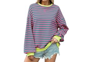 Lonya Felpa Donna Invernale Oversize Classica Hoodie Striscia Casual Girocollo a Righe a Maniche Lunghe Sportivo Pullover Tuta Tops