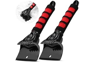 UGBO Eiskratzer Auto Kratzer Scheibenkratzer Fensterabzieher Auto Winter Zubehoer Autokratzer Ice Scraper Car Scheiben Kratzer EIS Auto Schneekratzer zum Entfernen von EIS Schnee Reif Schwarz Rot