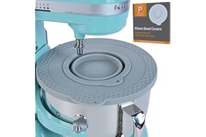 PQPO Silikon-Mixerschüsselabdeckung, kompatibel mit Kitchen Aid 6-7-Quart-Standmixern mit Schüsselhub, luftdichter Deckel in Lebensmittelqualität mit zusammenklappbarer kleiner Schüssel, Grau