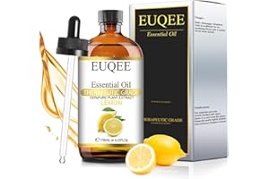 EUQEE Aceites Esenciales de Limón 118ml, 100% Limon Aceite Esencial Naturales de Grado Terapéutico, Aceites Esenciales para Humidificador, Perfectos para Aromaterapia, Masajes, Baño