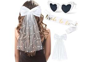 AXINYIJIA 3 pièces Evjf Accessoire, Echarpe Future Mariée, Lunette Coeur Evjf, voile Mariée Evjf, Kit Enterrement de Vie de Jeune Fille