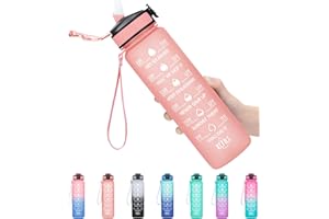 MEITAGIE 1 litre Motivational Fitness Sport Water Bottle with Straw & Time Maker, Leak-proof, BPA-free, Tritan, Toxin Free Plastic Drink Bottle Design for Girls, Boy, Cycling, School & Office
