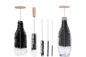 Lifuncren Lot de 5 Goupillon Bouteille, Brosse Bouteille Compatible avec Les Bouteilles en Verre Sodastream, Doux et sans Rayures Brosse de Nettoyage pour Bébé Biberon, Tasses, Glaskaraffe (Noir)