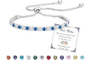 ESMOLY Bransoletka Damska, Srebrny Prezent Urodzinowy, Zestaw z 12-Rodzajów Kamieni Urodzinowych i Cyrkonem 5A Regulowanym, Prezent Damski
