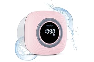 MEDION S66884 Radio de Douche avec Bluetooth (Radio de Salle de Bain, Radio FM, Ventouse, écran LED, IPX6 étanche, Batterie intégrée, MD43884) Rose