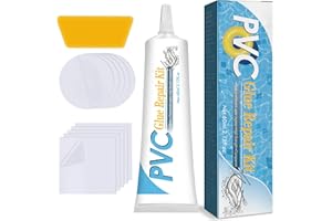 Seasboes Zestaw naprawczy do basenu, wodoodporny zestaw naprawczy do materaca dmuchanego, folia basenowa, zestaw naprawczy do folii winylowych, folii i kleju, niebieski na wszystkich materiałach PCW