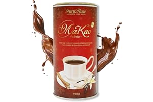‎PURERAW MaKao Winter Kakao Zimt Maca Lucuma Carob (Bio Roh Vegan) Trinkschokolade ohne Zucker Heiße Schokolade Weihnachten Getränk Weihnachtsdrink Superfood Hot Chocolate Cacao Drink Powder | PureRaw 190g