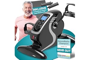 ‎MAXVITALIS ELONEO 2in1 Arm- und Beintrainer mini Bike Pedaltrainer mit Motor, inkl. Trainingsdisplay, Massage-Handgriffe Anti-Rutschmatte, ideal für Senioren, Mini Heimtrainer schwarz