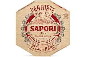 GREAT BRITISH TRADING LIMITED Sapori Panforte Margherita Steso a Mano Weihnachtskuchen mit Ganzen Süßen Mandeln, Orangenschale, Melone und Kandierter Zitrone Bäckerei-Süßwaren-Produkt 320g Packung