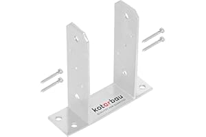 KOTARBAU® Soporte para Postes de Madera en U 100 mm Acero Galvanizado Soporte Poste Madera para Atornillar Base atornillable de Hormigón con placa de Anclaje Suelo Plateado