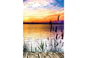 QUIIEOSKIA 5D DIY Diamond Painting Kits, Diamant Painting Bilder Full Drill, Diamant Strass Kristall Stickerei Leinwand Bilder Painting nach Zahlen für Kinder Erwachsene Dekorationen - Sonnenuntergang