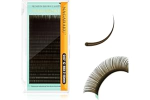 NAGARAKU Pestañas Pelo a Pelo Marrones Claro Individuales Volumen Lashes Clásico 1:1 Extensiones de Pestañas Natural Blando Suave Single Eyelash Extension Pestañas Postizas 20 Filas(0.07mm C 7-15mm)
