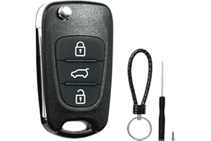 SUPALAND Coque Clé Compatible pour Hyundai i10 i20 i30 ix20 ix35 & Kia Rio Ceed Sportage Venga Soul Sorento TéLéCommande Coque Voiture 3 Boutons RéTractables avec Lame.