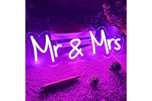 My Little Present Enseigne Lumineuse Néon Led Multi Messages alimentée par USB pour Décoration Interieur Chambre Maison Appartement (Mr & Mrs Rose)