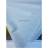 G&uuml;p&uuml;r dantel g&ouml;r&uuml;n&uuml;ml&uuml; kendinden desenli l&uuml;ks pvc yuvarlak muşamba masa &ouml;rt&uuml;s&uuml; 152 cm Beyaz 150 x 150