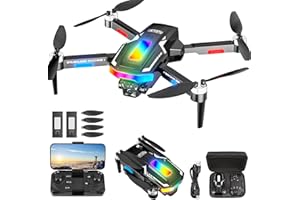Drone avec 2 Caméra Réglage électrique Caméra, GuKKK 4K Mini Drone Caméra Pliable Active d'évitement d'obstacles, Drone Quadricoptère FPV WiFi Télécommandé, avec 2 Batteries, pour Débutants