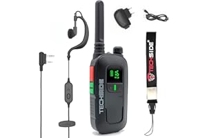 Techside TS-T2 Ricetrasmittente Professionale Walkie Talkie 16 Canali PMR446 (Libero uso) | Vox a 5 livelli | Scansione Automatica Canali | Auricolare e Caricatore USB full optional