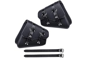 HUDHOWKS Motorrad Satteltaschen, Vintage Leder Satteltaschen für Motorrad, Motorrad Lederschen Abnehmba Wasserdichte Universal Satteltasche mit großer Kapazität Motorradzubehör 2PCS Schwarz
