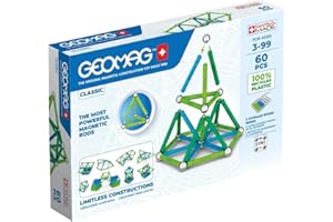 Geomag Jeux de Construction Magnétique pour Enfants - Jouets éducatifs pour Garçons et Filles 100% Recyclé - Collection Green Classic 60 pièces
