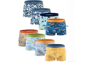 Anntry sous-vêtements pour garçons, Boxers pour Tout-Petits garçons en Forme de Dinosaure, Paquet de 8 Slips en Coton pour bébés Enfants de 2 à 12 Ans