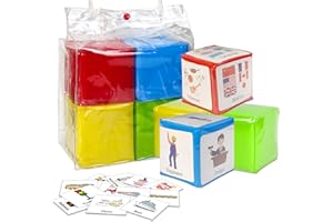 BOHEMIABY Large Foam Dice 4 Pcs, Story Conversation Cubes for Kids, Soft Playing Game Dices, Playing Game Big Dice for Classroom Teaching, Exercise Language Expression Imagination