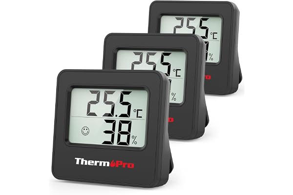 ThermoPro TP157-3 Hygromètre Digital Thermometre Interieur, Thermomètre Chambre Bébé avec Capteur d'humidité de Température et Icône de Visage Indicateur de Confort pour Serre, Cave à Vin, Bureau