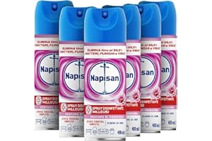 Napisan Spray Disinfettante Milleusi, Disinfettante Spray per Tessuti e Superfici, Fragranza Profumo di Primavera, 6 Spray da 400ml