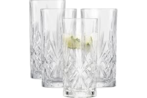 SCHOTT ZWIESEL Vaso largos Show (set de 4), elegante vaso largo con relieve, vasos de cristal aptos para lavavajillas (art. nº. 121878)
