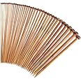 18 Pairs Bamboo Knitting Needle Set 18 Sizes 2-10 mm, Smaller and Larger, Length 35 cm, Single Pointed Knob Top, Comfortable Wooden Knitting Needles Feel Smooth Light for Knitter Beginner