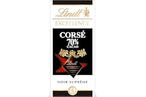 Lindt - Tablette 70% Cacao Corsé EXCELLENCE - Chocolat Noir, 100g