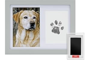Navaris ramka na zdjęcia dla zwierząt domowych pamiątka - na zdjęcie i odcisk łapy psa lub kota - 27 x 21 cm - zestaw 2 w 1 wraz z tuszem