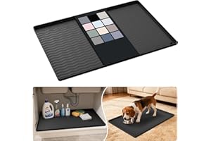 URMONA Tappetino in Silicone per Cucina e Bagno, 48 B x 71 L cm Impermeabile e Antiscivolo – Protezione per armadietti, Ripiani e lavello (Nero)