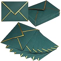 QGGTQG Lot De 50 Enveloppes Multicolores - 18,5 X 13,5 Cm - Avec Rabat En V Et Bordure Dorée - Pour Mariage, Invitations, Graduation, Fête