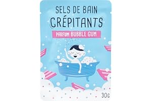 French Tendance - Sel de Bain Crépitant - Produit Moussant - Détente et Relaxation Corps - Pour Homme, Femme et Enfant - Senteur Bubble-Gum - 30 gr