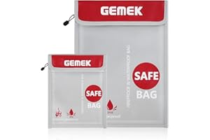 Fireproof Waterproof Money Document Bag 38 x 28cm & 23 x 18cm Set, GEMEK Fire & Water Resistant Storage Organizer Pouch for A4 A5 Documents Holder,File,Cash,Jewelry,Passport,Tablet,Laptop (Silver)