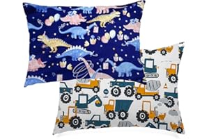 AISAWATE Baby-Kissenbezüge für Kleinkinder, 100 % weiche Baumwolle, 2 Stück, für Jungen und Mädchen, Kinder-Kissenbezüge, 40 x 60 cm, Reise-Kissenbezug mit Hotelverschluss