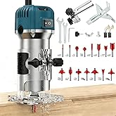 Wood Milling Machine Electric Router 800W 30000RPM, 6 Variable Speeds | with 15 PCS 1/4'' Pliers, 0.25 Inch Fixed Base Pliers