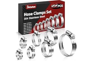 Bolatus Zestaw obejm do węża 6-51 mm, 22 szt. zacisków do węża ze stali nierdzewnej 304, regulowane zaciski śrubowe, 7 rozmiarów obejmy do rur basenowych, domowych rur gazowych, węża ogrodowego