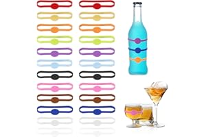 Minfuerang Segnabicchieri in Silicone,Pennarelli Bevande Alimentare,Adatti per Cocktail,Champagne,Ideale Matrimoni Natale (24 Pezzi)