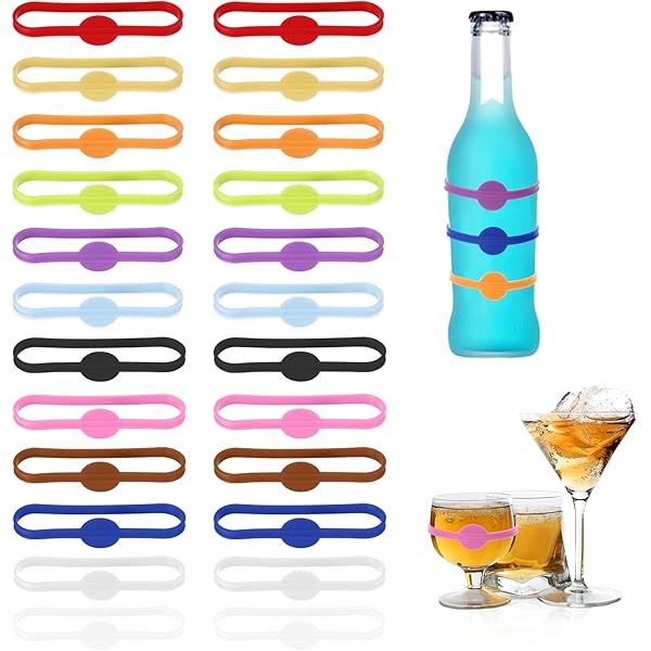 LINTRA 48 Pièces Marqueur De Verre, Marqueurs De Boisson En Silicone, Colorées Marque-Verres, Marqueurs De Tasse Réutilisable Pour Verres, Marque Verre Silicone, Gobelets Et Gobelets De Fête