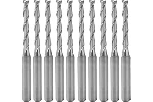 Timelee 10PCS 1/8 inches Shank 2mm x 17mm Carbide Flat Nose End Mill Cutter CNC Router Bits 2 Flute for Acrylic PVC MDF Hardwood