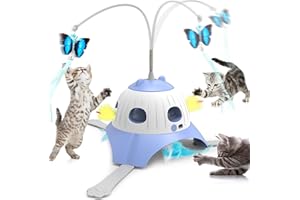 FUGODIWI Interactive Cat Toys for Indoor Cats Adult, Motion Activate Automatic Cat Toys, 3 in 1 Hide and Seek Game, USB Charging (Blue)