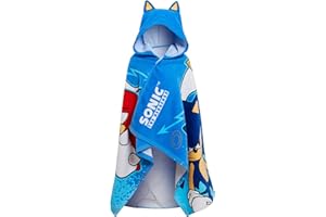 Sonic The Hedgehog Serviette à capuche 100 % coton absorbant pour enfants, poncho de plage, serviette de bain, serviette de bain pour enfants, séchage rapide