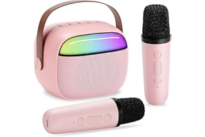GIAPOO Kids Karaoke Machine for Girls - Portable Mini Karaoke Machine 2 Microphones - LED Light and Voice Changing Effects Girls Toys Birthday Gifts for Girls Age 3-18, Families Home Birthday Party