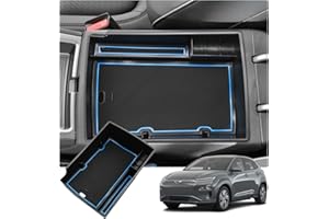 RUIYA Compatible for Kona Electric Centre Console Storage Box Organiser Armrest Box Armrest Organiser Car Armrest Storage Box Car Accessories (Blue)